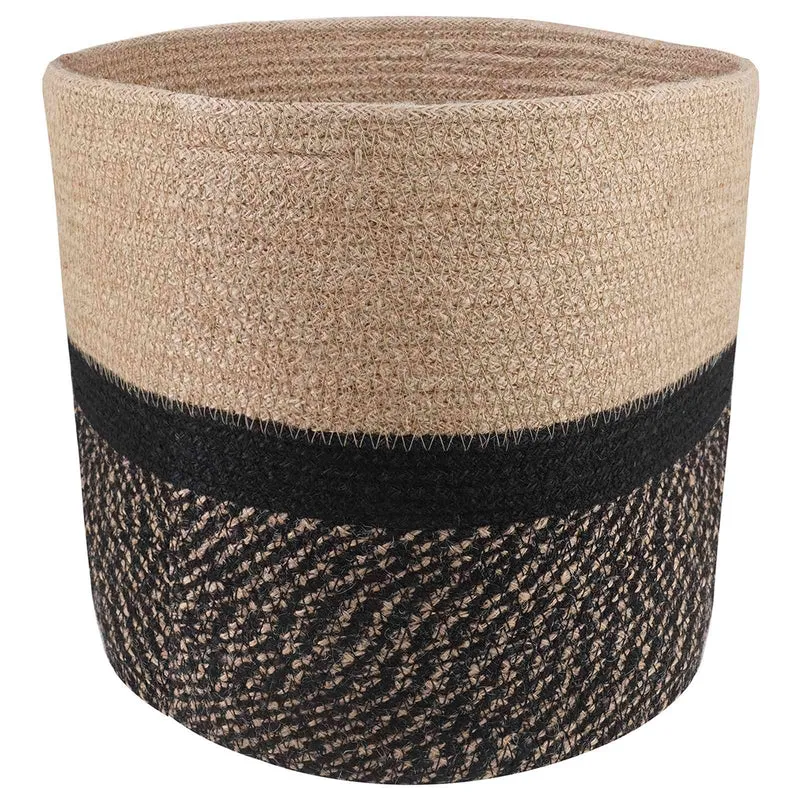 Set De Macetas De Planta 2 Uds. Natural Y Negro Ø 28 X 28 Cm