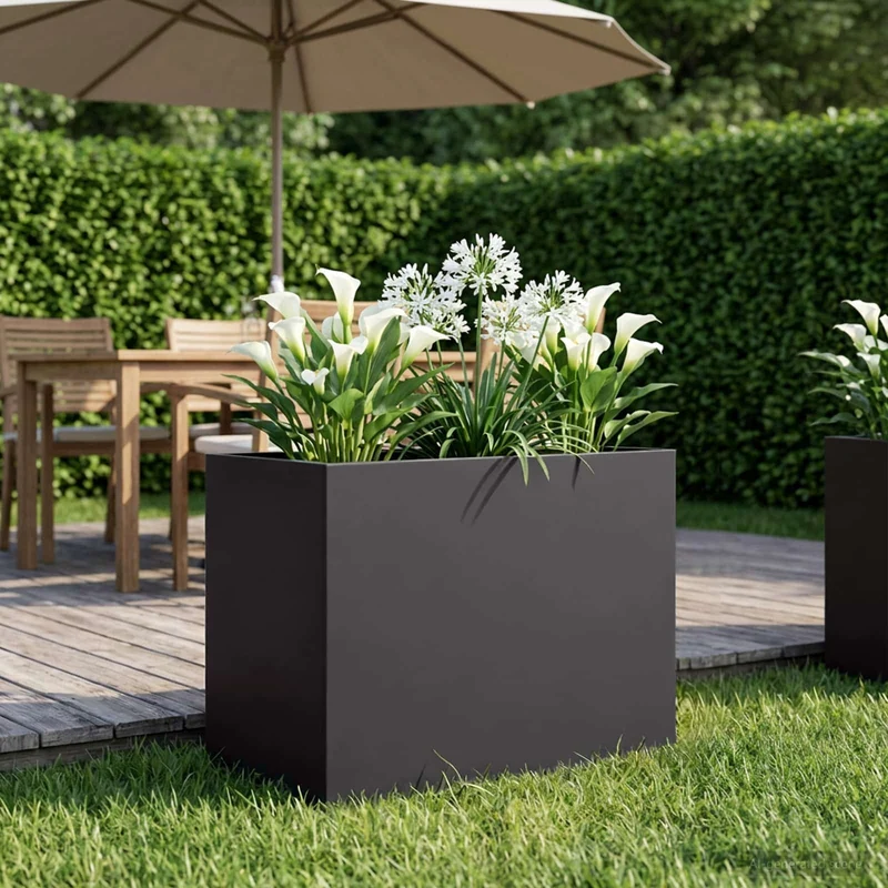 Macetero De Jardín Negro 50 X 40 X 50 Cm Acero Laminado En Frío