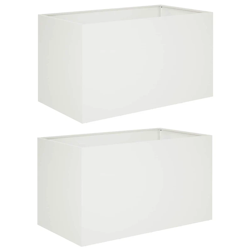 Macetero De Jardín 2 Uds. Blanco 100 X 50 X 50 Cm