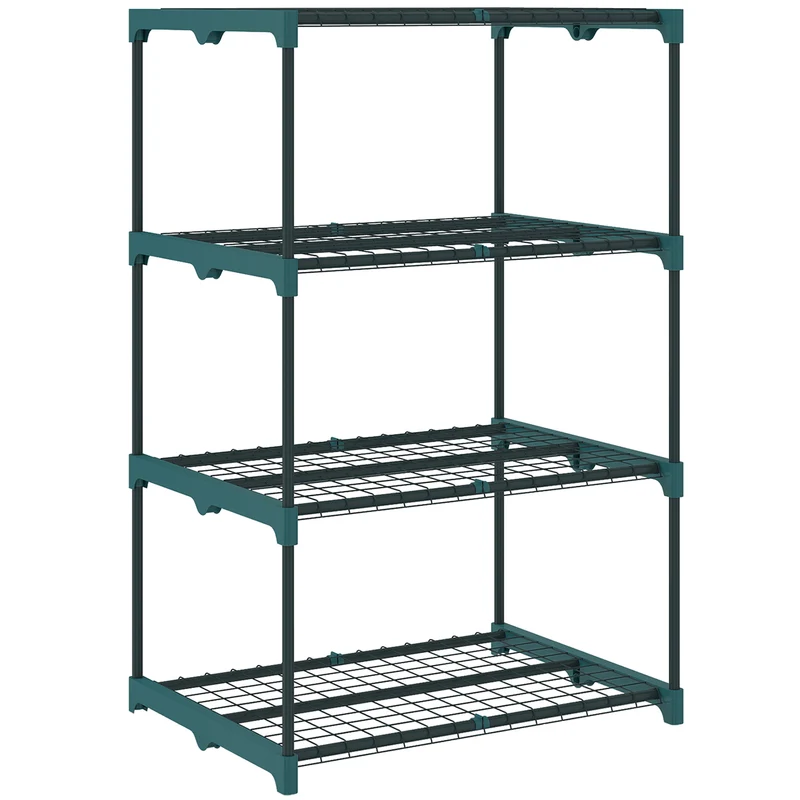 Outsunny Soporte Para Plantas De 4 Niveles De Acero 67x49x105 Cm Verde Oscuro