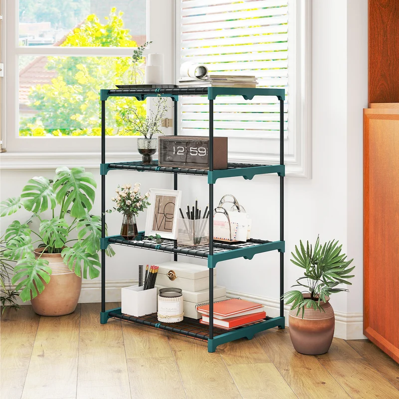 Outsunny Soporte Para Plantas De 4 Niveles De Acero 67x49x105 Cm Verde Oscuro