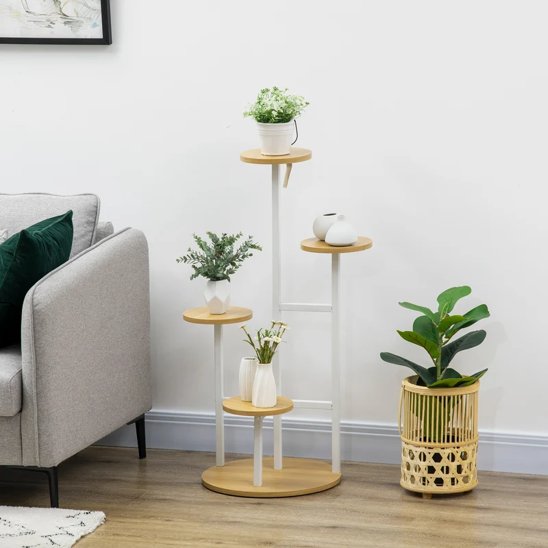 Outsunny Soporte Para Plantas De 4 Niveles Con Marco De Acero 40x40x95,5 Cm