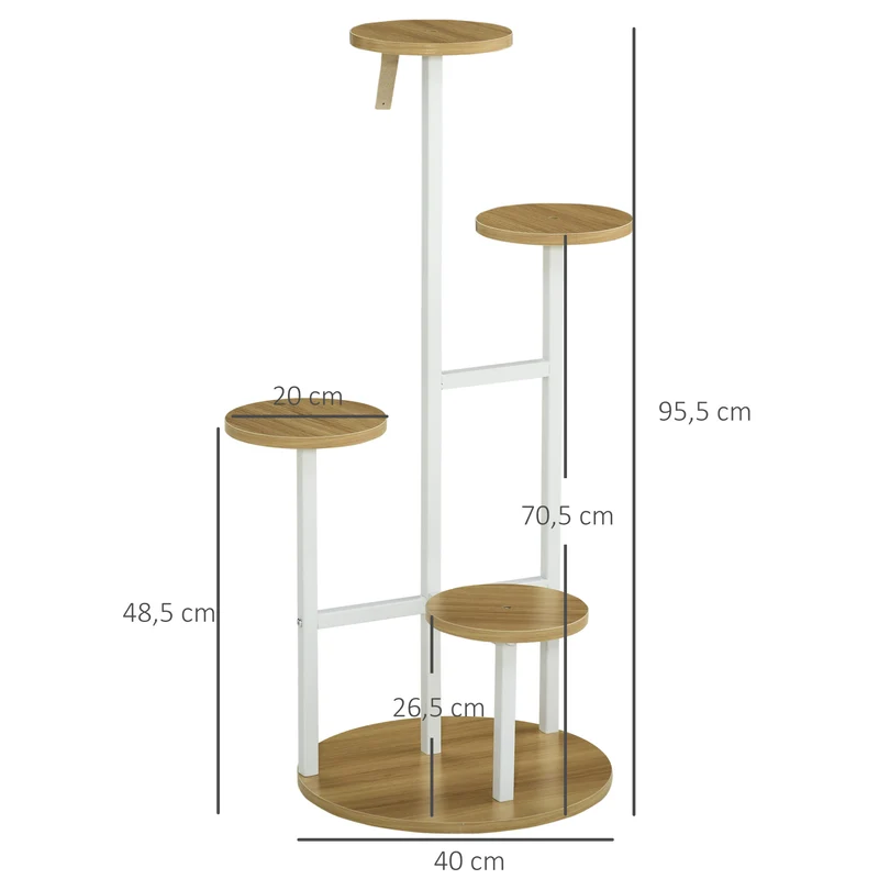 Outsunny Soporte Para Plantas De 4 Niveles Con Marco De Acero 40x40x95,5 Cm
