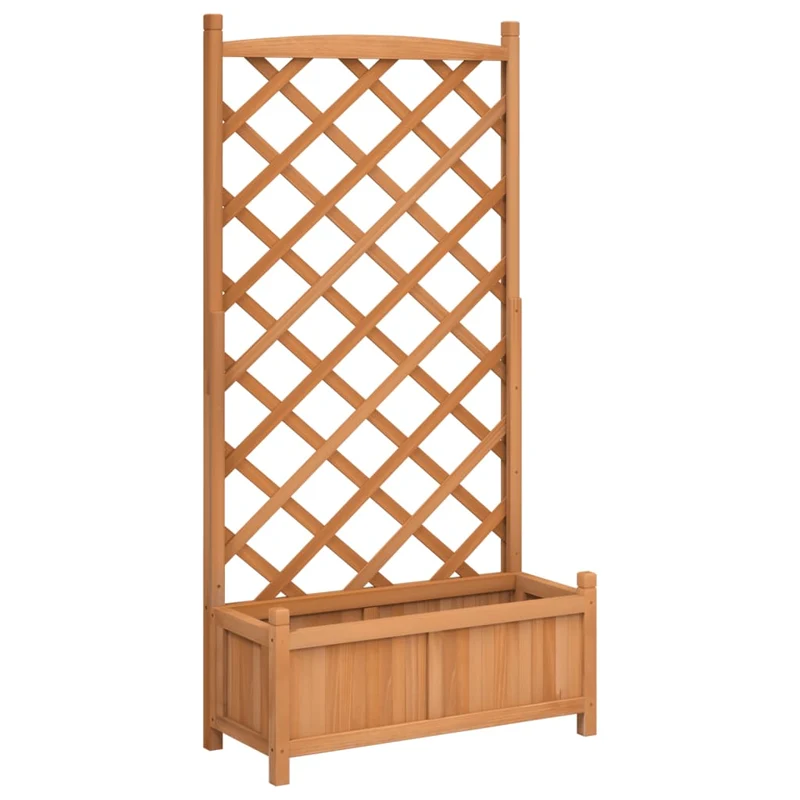 Jardinera Con Enrejado Marrón 75x35x150 Cm Madera Maciza De Abeto