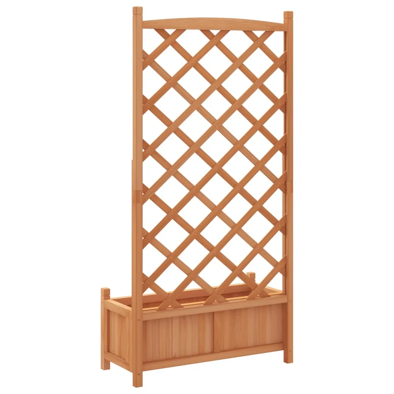 Jardinera Con Enrejado Marrón 75x35x150 Cm Madera Maciza De Abeto