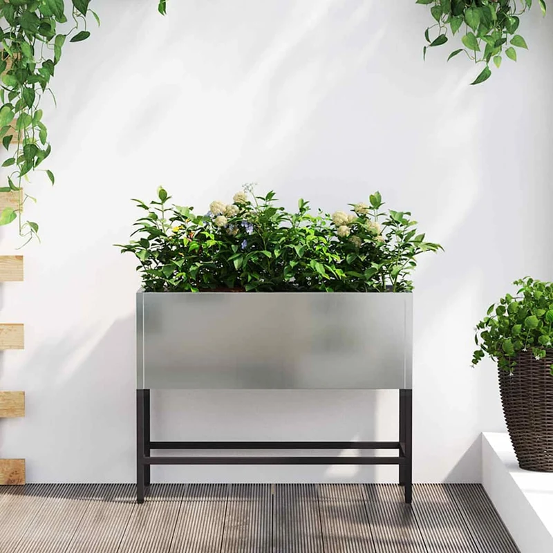 Jardinera Elevada Plateado 60 X 26 X 45 Cm Acero Galvanizado