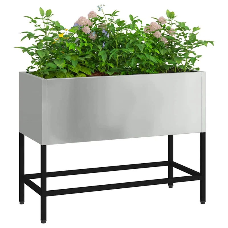 Jardinera Elevada Plateado 60 X 26 X 45 Cm Acero Galvanizado