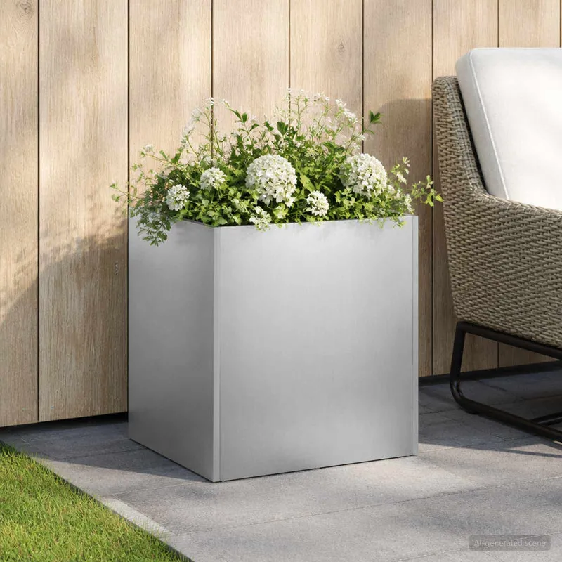 Macetero De Jardín Plateado 45 X 45 X 45 Cm Acero Inoxidable