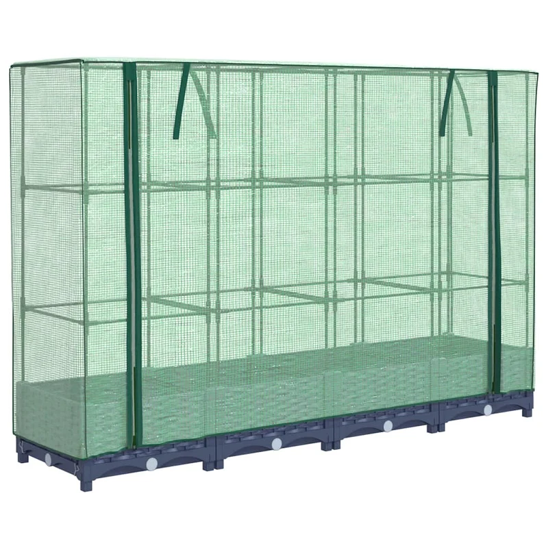 Jardinera Elevada Con Cubierta De Invernadero Aspecto Ratán 160x40x123 Cm