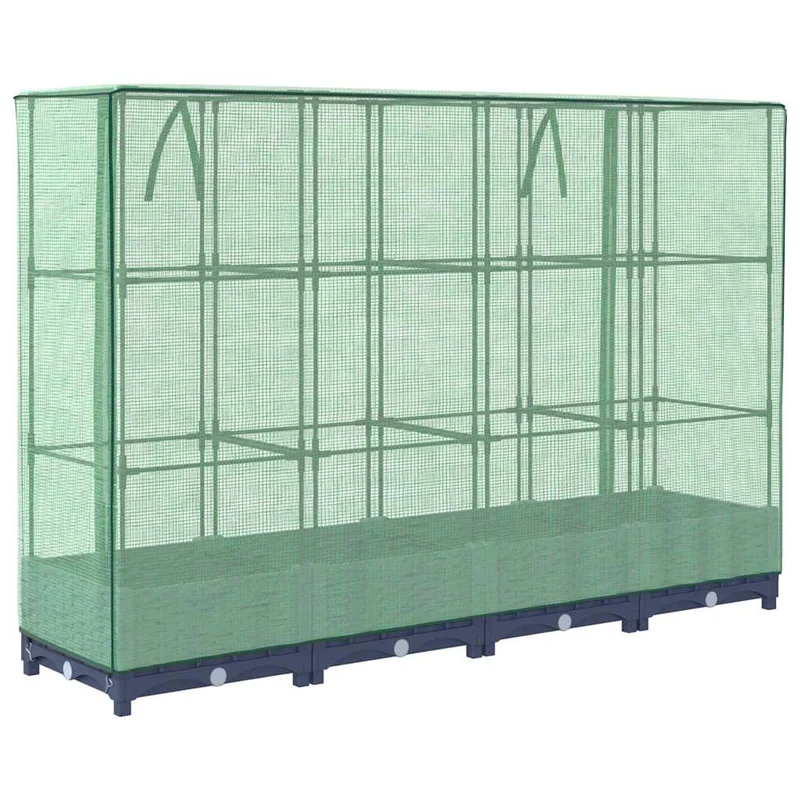 Jardinera Elevada Con Cubierta De Invernadero Aspecto Ratán 160x40x123 Cm