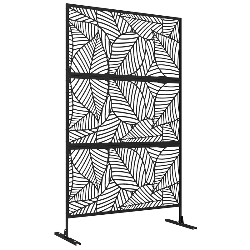 Outsunny Biombo Separador De Ambientes De 3 Paneles 122x198 Cm Negro