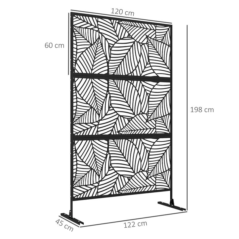 Outsunny Biombo Separador De Ambientes De 3 Paneles 122x198 Cm Negro