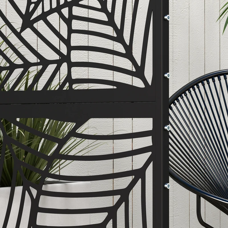Outsunny Biombo Separador De Ambientes De 3 Paneles 122x198 Cm Negro