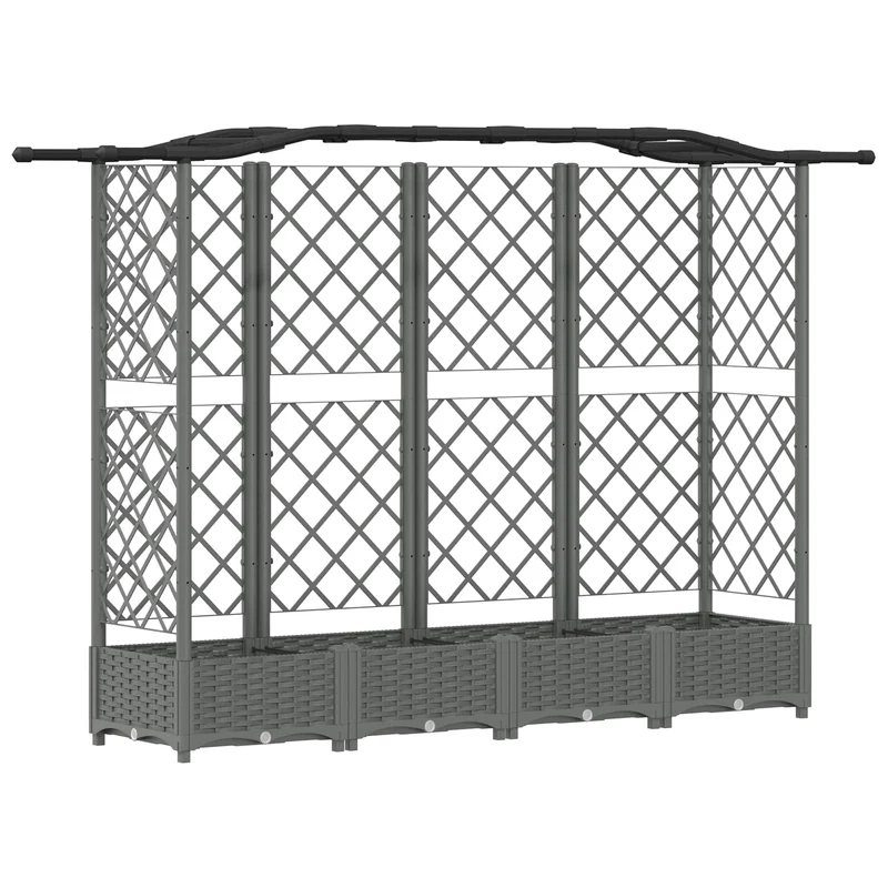 Cama Elevada Con Trellis Y Techo Gris Claro 203,5 X 40 X 123 Cm