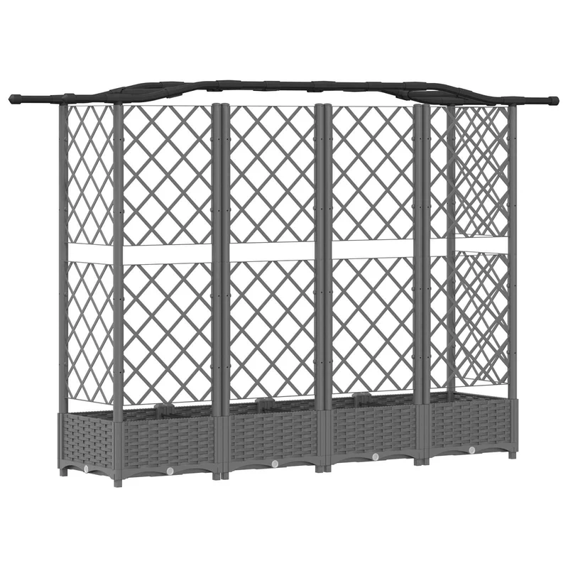 Cama Elevada Con Trellis Y Techo Gris Claro 203,5 X 40 X 123 Cm