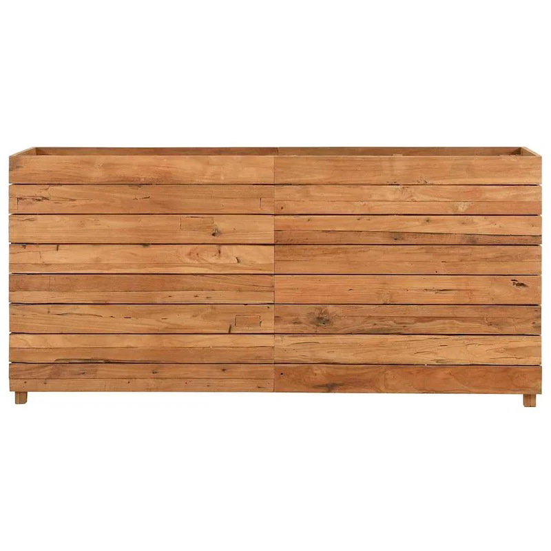 Arriate Elevado Madera De Teca Reciclada Y Acero 150x40x72 Cm