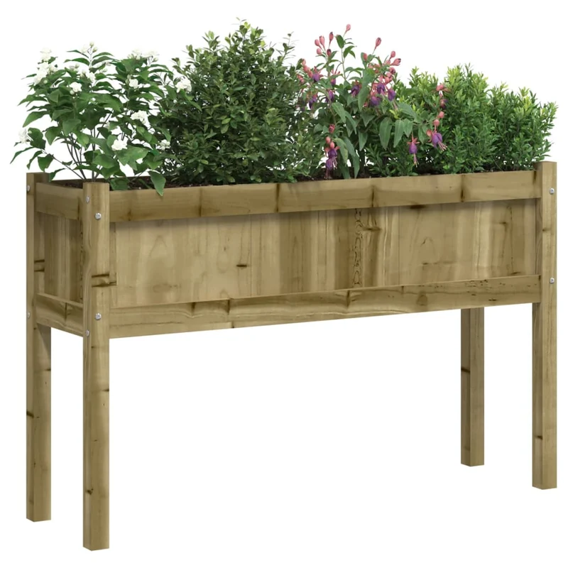 Jardinera Con Patas Madera De Pino Impregnada 110x31x70 Cm