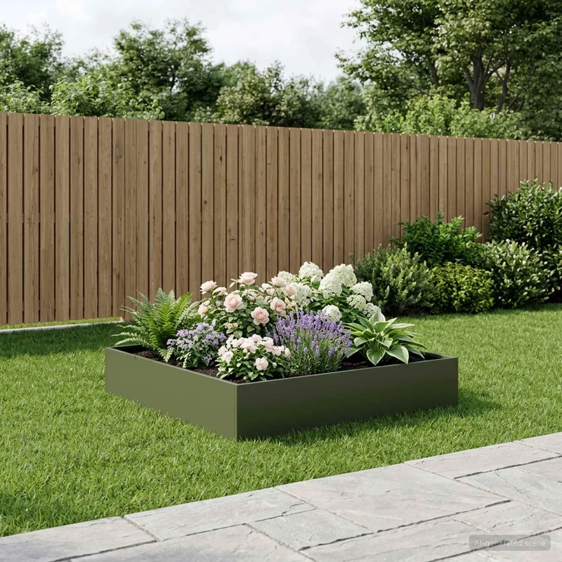 Macetero De Jardín Verde Oliva 80 X 80 X 20 Cm
