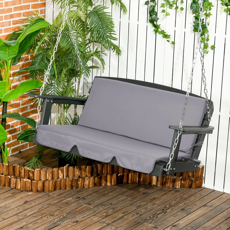 Outsunny Cojín Para Columpio De 2 Piezas Cojín Para Balancín 130x45x5 Cm Gris