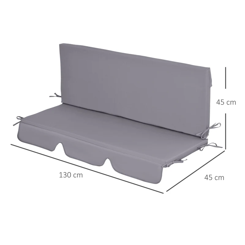 Outsunny Cojín Para Columpio De 2 Piezas Cojín Para Balancín 130x45x5 Cm Gris