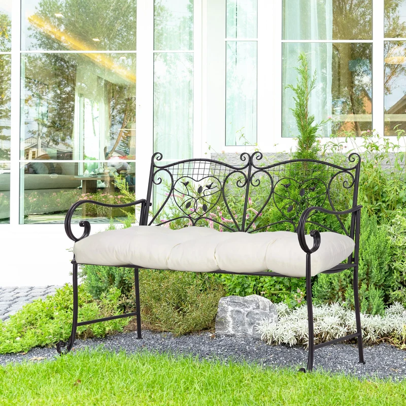 Outsunny Cojín Para Banco 2 Plazas 110x48x8 Cm Para Interiores Exteriores Crema