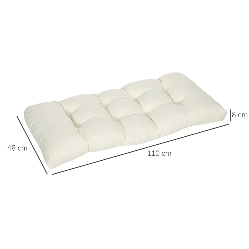 Outsunny Cojín Para Banco 2 Plazas 110x48x8 Cm Para Interiores Exteriores Crema