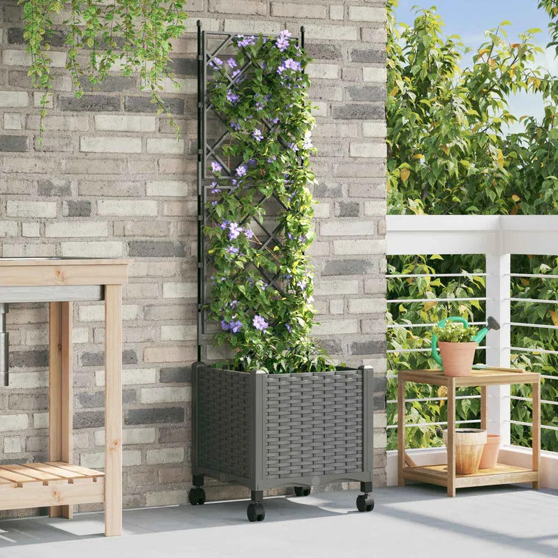 Jardinera Con Enrejado Y Ruedas Gris Claro 40 X 40 X 149 Cm Pp