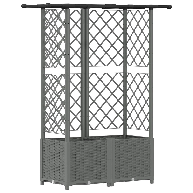 Cama Elevada Con Trellis Y Techo Gris Claro 124 X 40 X 136 Cm