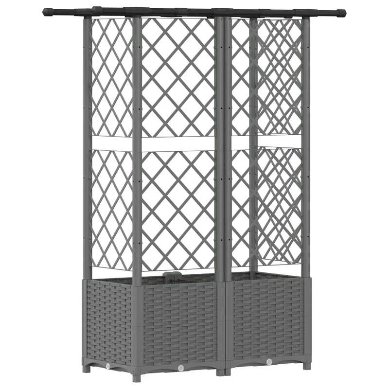 Cama Elevada Con Trellis Y Techo Gris Claro 124 X 40 X 136 Cm