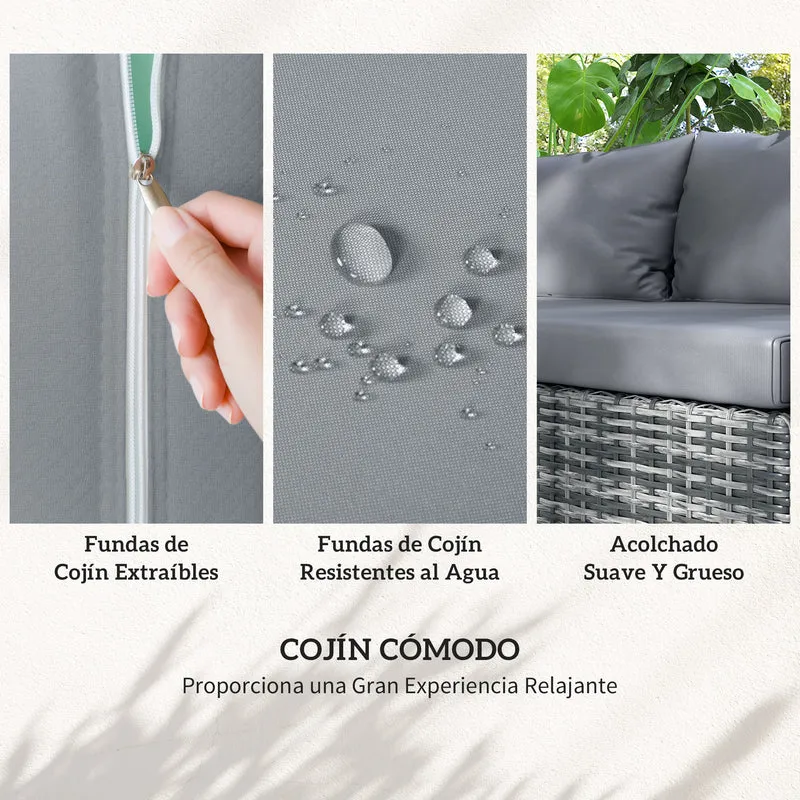 Outsunny Set Muebles De Jardín 4 Piezas De Ratán 2 Sofá Doble 2 Mesa Gran