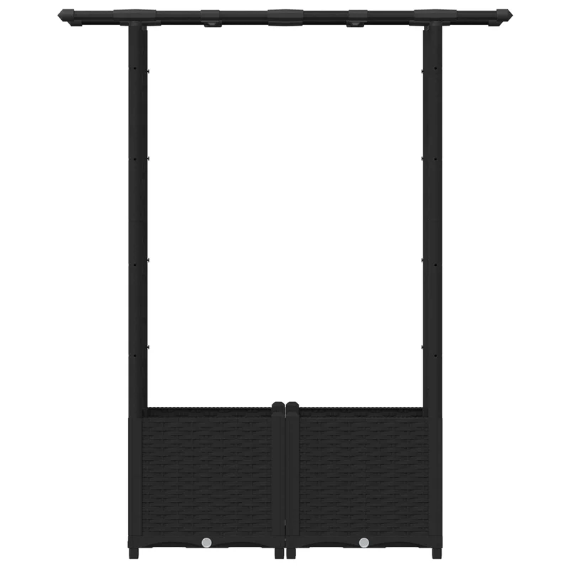 Cama Elevada Con Trellis Y Techo Negro 124,5 X 40 X 136 Cm Pp
