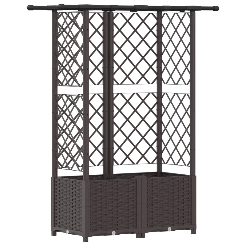 Cama Elevada Con Trellis Y Techo Marrón 124 X 40 X 136 Cm Pp