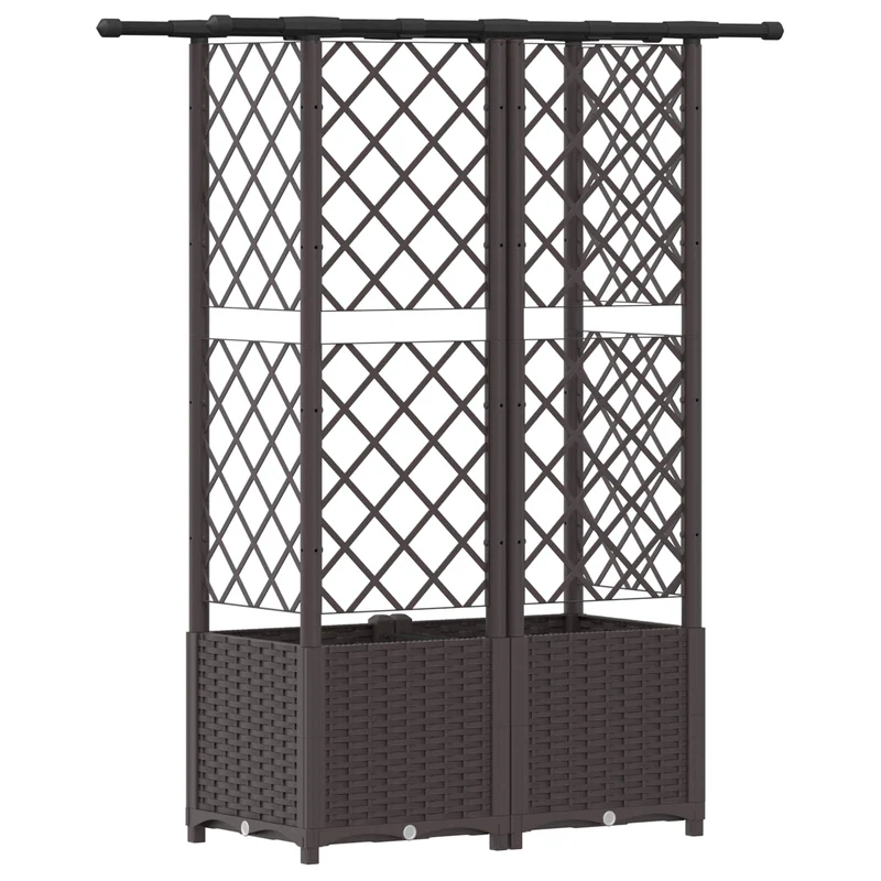 Cama Elevada Con Trellis Y Techo Marrón 124 X 40 X 136 Cm Pp