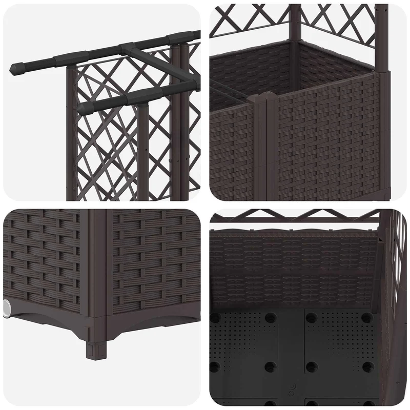 Cama Elevada Con Trellis Y Techo Marrón 124 X 40 X 136 Cm Pp