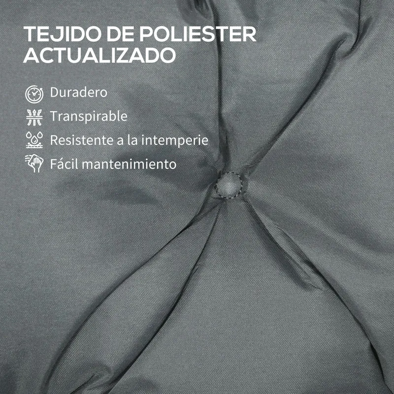 Outsunny Cojín para Banco con Respaldo 150x98x8 cm Colchón de Banco de 3 Plazas con 6 Cordones de Fijación para Jardín Terraza Balcón Exterior Gris