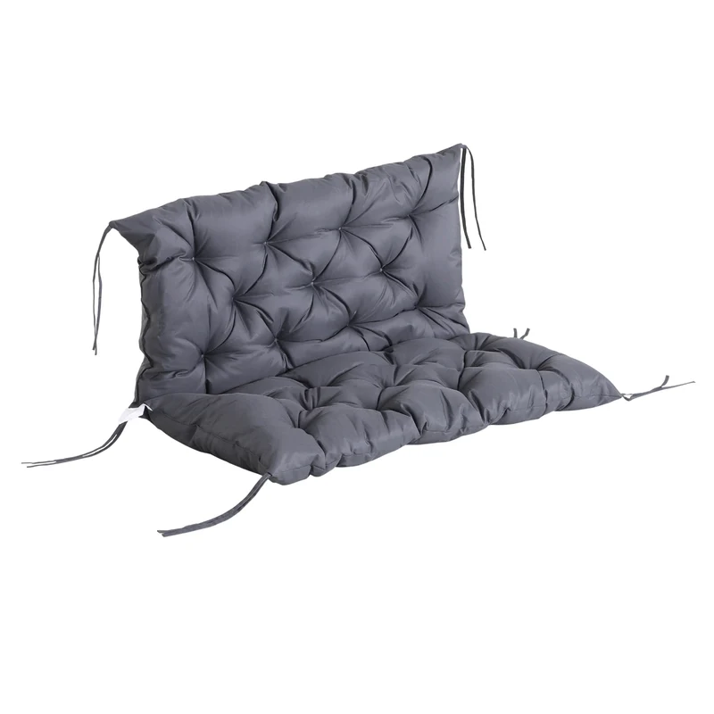 Outsunny Cojín para Banco con Respaldo 100x98x8 cm Colchón de Banco de 2 Plazas con 6 Cordones de Fijación para Jardín Terraza Balcón Exterior Gris