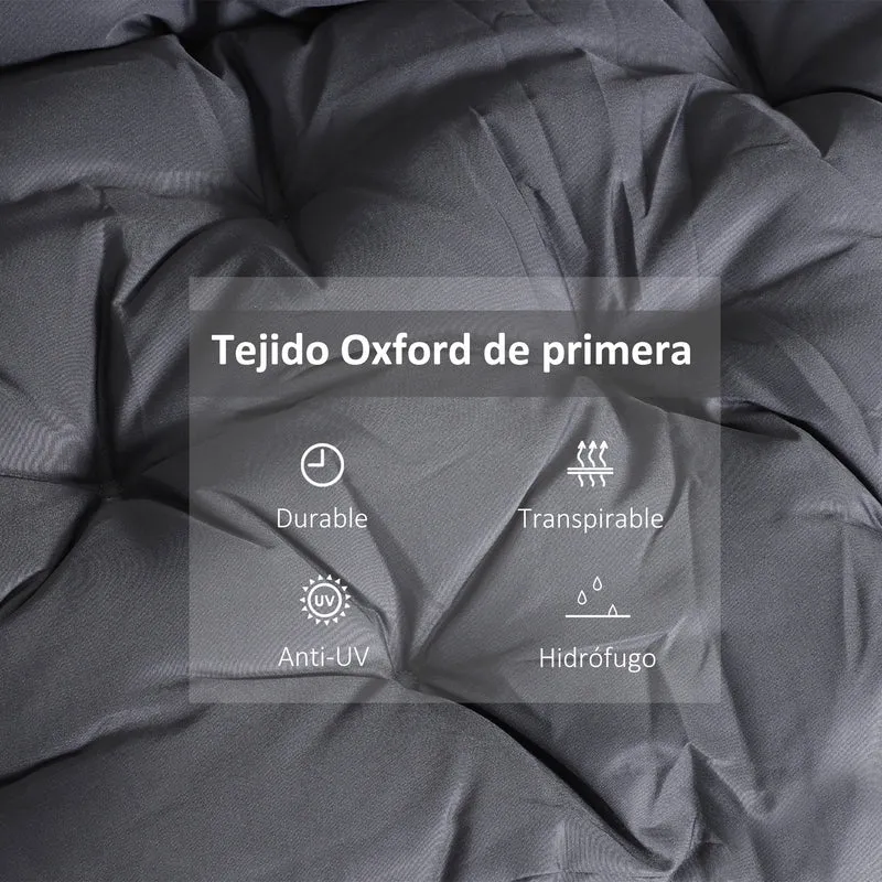 Outsunny Cojín para Banco con Respaldo 100x98x8 cm Colchón de Banco de 2 Plazas con 6 Cordones de Fijación para Jardín Terraza Balcón Exterior Gris