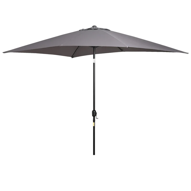 Outsunny Sombrilla de Aluminio 200x300x240 cm Parasol Rectangular de Jardín Inclinable con Manivela y Poste Desmontable para Terraza Piscina Patio Exterior Gris
