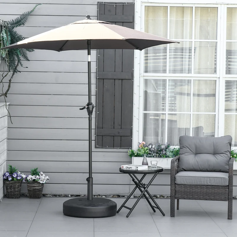 Outsunny Base de Sombrilla Rellenable de Agua 30 kg Soporte de Parasol Redondo Apto para Postes de 38mm 48 mm Metal y Plástico para Jardín Terraza Ø55x38 cm Negro