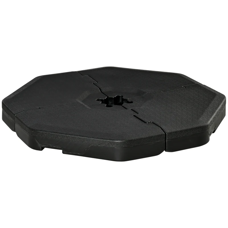 Outsunny 4 Pesos para Base de Sombrilla Rellenable de Agua 104 kg Arena 125 kg o Mixto 140 kg 4 Piezas para Base Cruzada de Parasol para Jardín Exterior 109x109x13 cm Negro