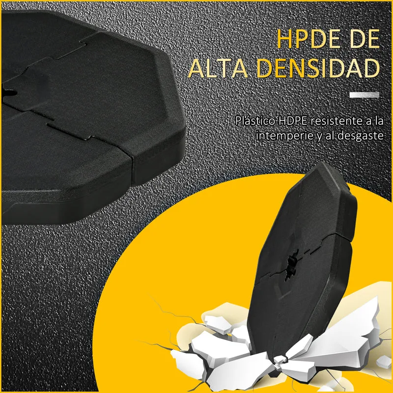 Outsunny 4 Pesos para Base de Sombrilla Rellenable de Agua 104 kg Arena 125 kg o Mixto 140 kg 4 Piezas para Base Cruzada de Parasol para Jardín Exterior 109x109x13 cm Negro