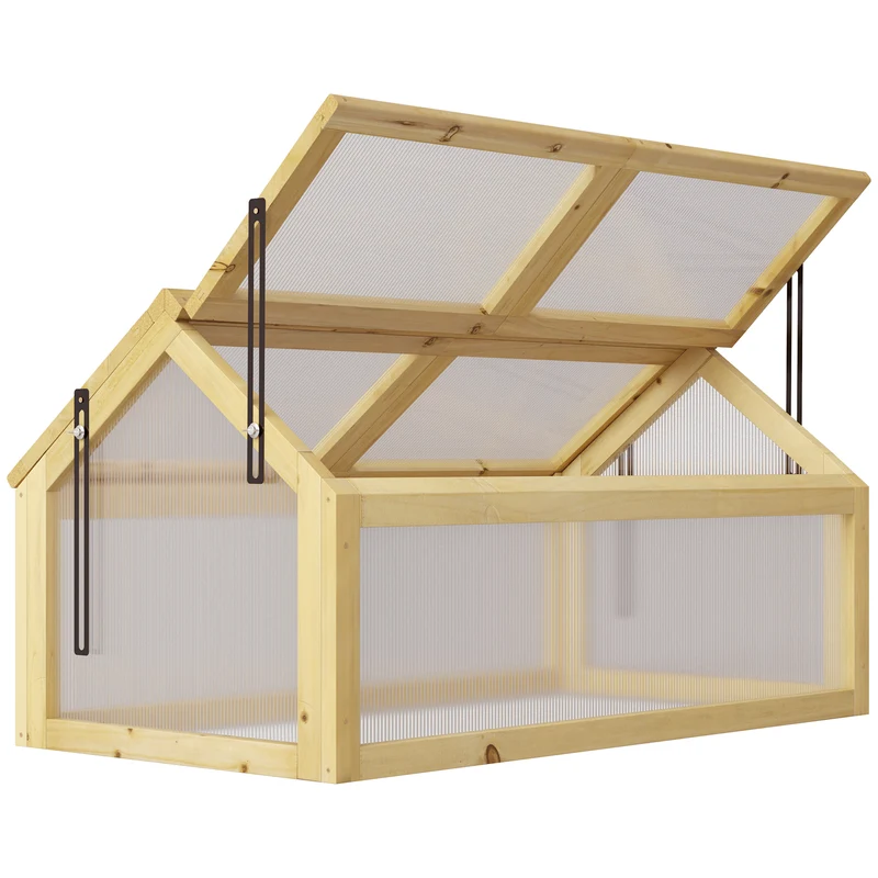 Outsunny Invernadero de Jardín con Paneles de Policarbonato Huerto Urbano de Jardín Vivero Casero con 4 Ventanas Abatibles para Cultivo Plantas Flores Terraza Exterior 90x48x49,5 cm Transparente