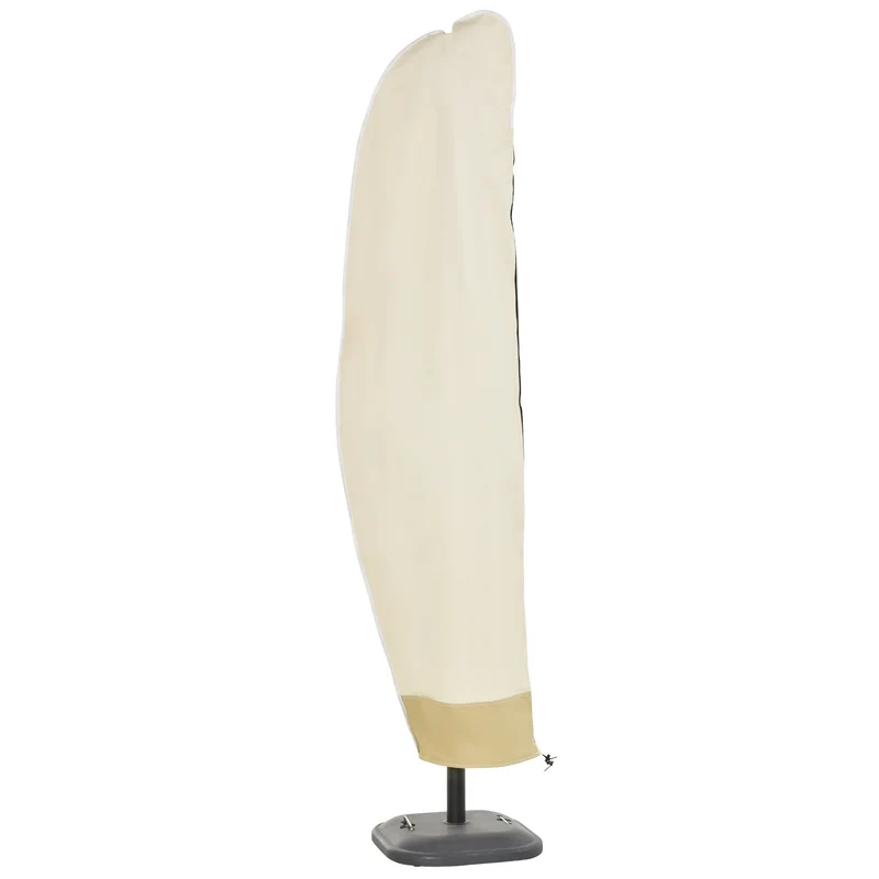 Outsunny Funda para Sombrilla de Jardín Funda para Parasol Impermeable Tela Oxford 600D Cubierta de Parasol con Cremallera para Jardín Exterior Ø56x220 cm Beige