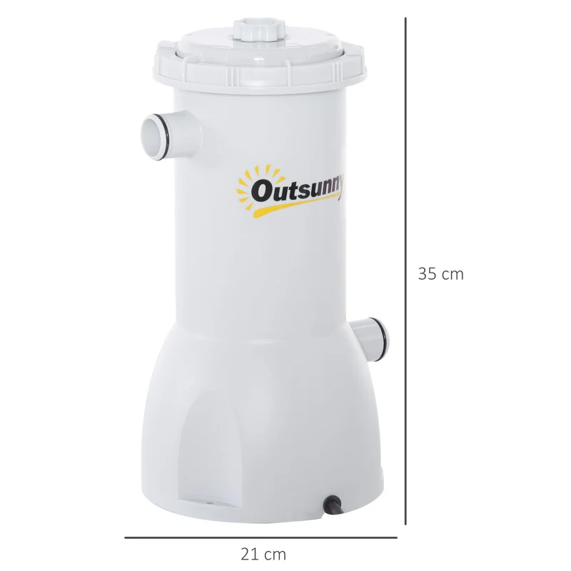 Outsunny Depuradora de Filtro 4.000 L/H para Piscina de 15.000 L con Nano Bolas de Filtro y Mangueras de Conexión de 30 mm Longitud 100 cm Ø21x35 cm Gris