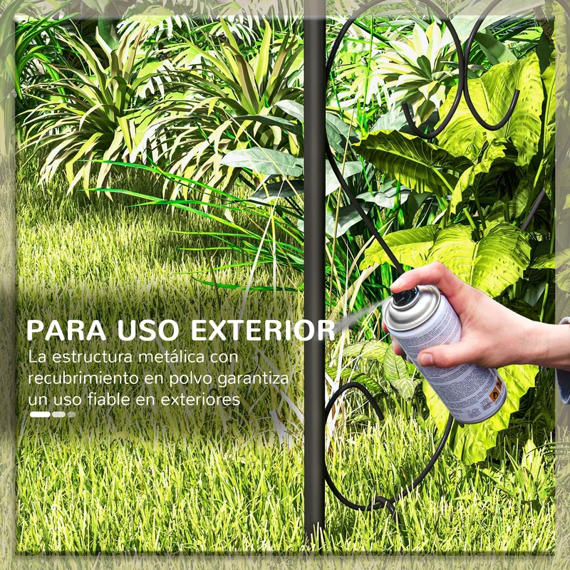 Outsunny Arco de Jardín de Acero para Rosas Arco de Boda Diseño Espiral de Corazón para Plantas Trepadoras para Decoración Patio Terraza 125x37x230 cm Negro