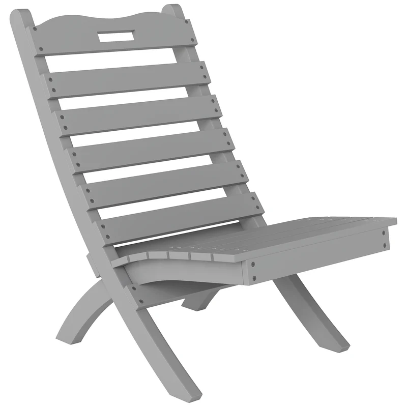 Outsunny Silla de Jardín de Madera Silla de Exterior con Diseno Listones y Respaldo Inclinado Carga 120 kg para Balcón Patio Terraza 78x48x76 cm Gris