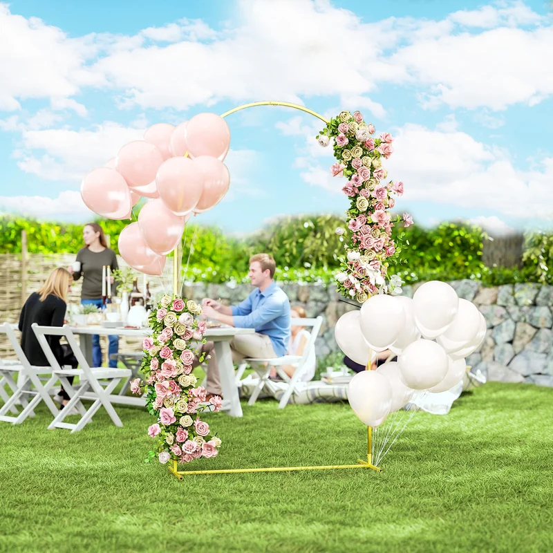 Outsunny Arco de Jardín de Metal para Rosas Arco de Boda con Recubrimiento en Polvo Resistente a la Intemperie para Plantas Trepadoras para Decoración Patio Terraza 120x40x220 cm Dorado