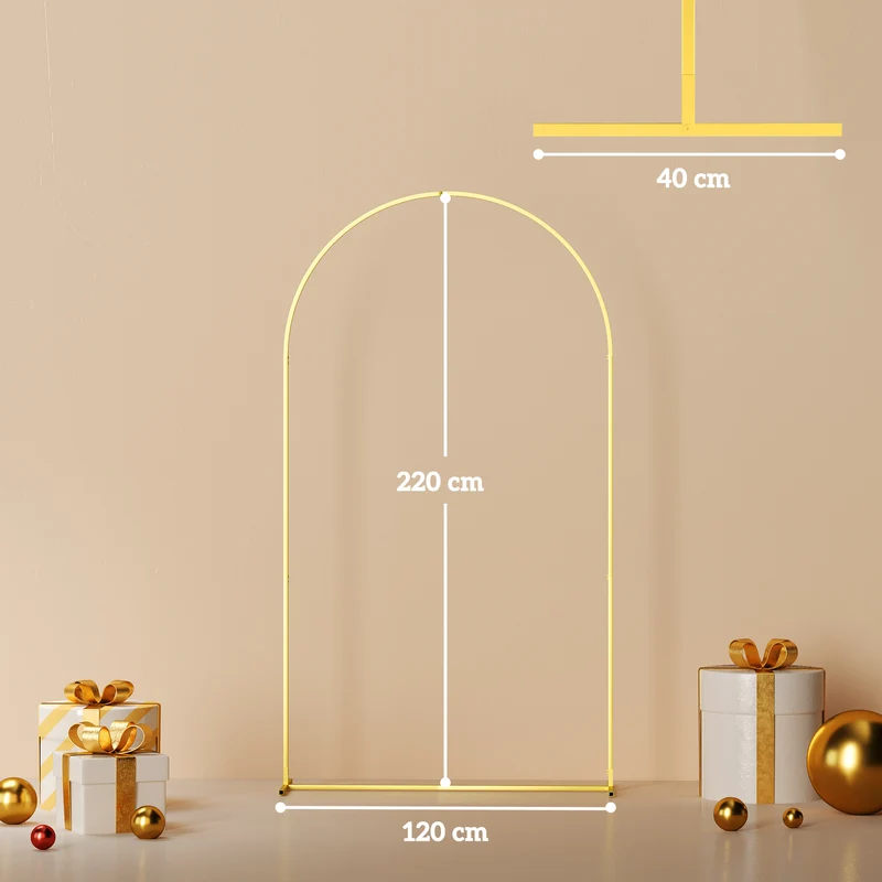 Outsunny Arco de Jardín de Metal para Rosas Arco de Boda con Recubrimiento en Polvo Resistente a la Intemperie para Plantas Trepadoras para Decoración Patio Terraza 120x40x220 cm Dorado