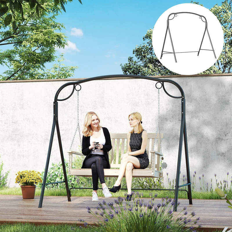 Outsunny Soporte para Columpio de Metal Estructura de Columpio Resistente con Patas en Forma de A Carga 220 kg para Jardín Parque Patio Porche 172x126x170 cm Bronce