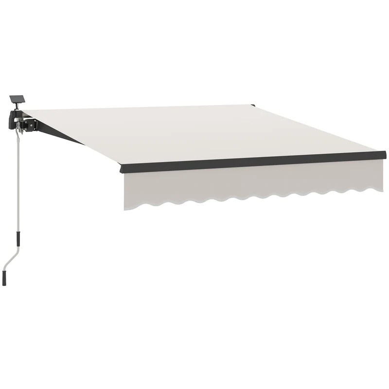 Outsunny Toldo Manual Retráctil 3x2,5 m con Luces LED Solares Toldo para Balcón con Manivela de Aluminio y Protección UV50+ para Jardín Terraza Ventanas Crema
